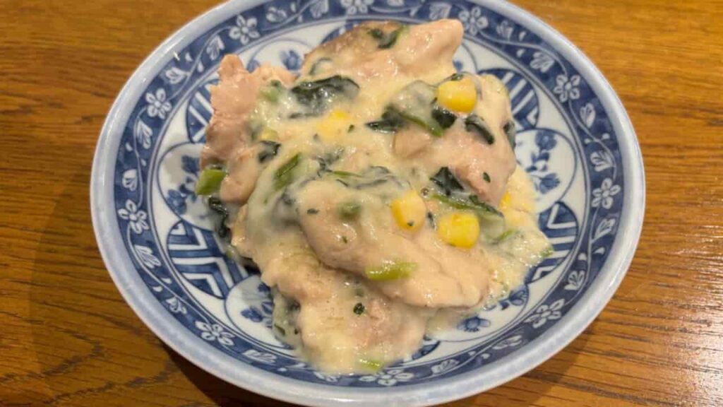 チキンとほうれん草(盛り付け)写真