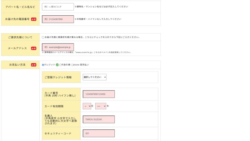 情報入力画面2の画像